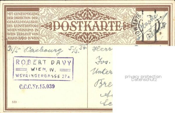 Kuenstlerkarte Heinrich Friedrich Füger Gattin des Kün – Bild 2