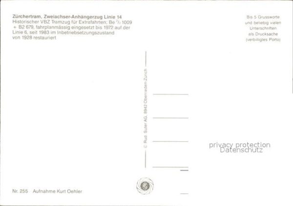 Strassenbahn Zürchertram Zweiachser-Anhängerzug Lini – Bild 2