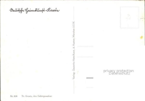 Kuenstlerkarte Th. Graetz Am Gebirgsweiher Nr. 809 – Bild 2