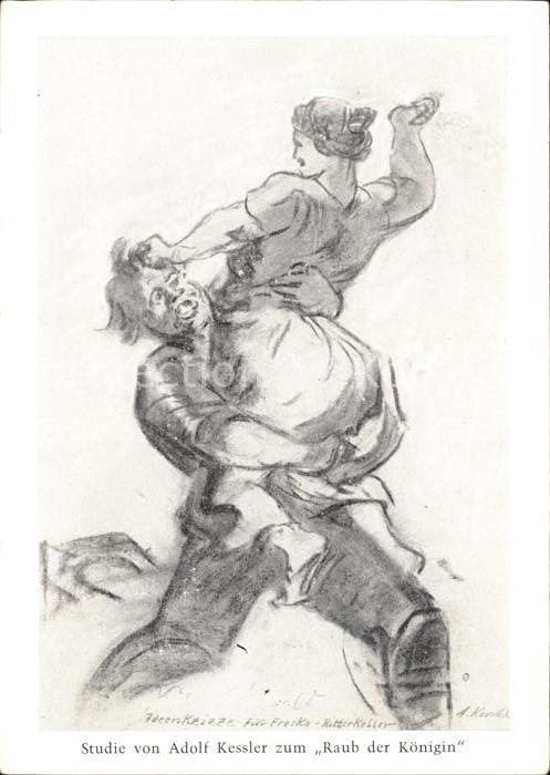 Kuenstlerkarte Adolf Kessler Studie zum Raub der König