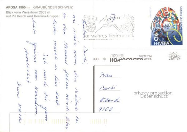 Seilbahn Arosa Weisshorn Piz Kesch Bernina-Grupp – Bild 2