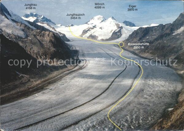 Gletscher Grosser Aletschgletscher Wanderweg