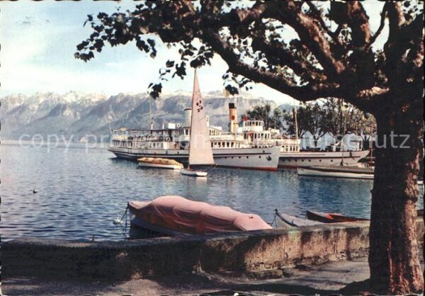 Dampfer Seitenrad Geneve Ouchy-Lausanne Hafen