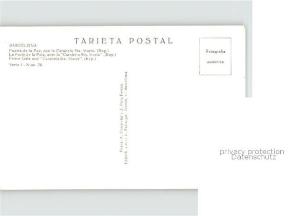 Barcelona Cataluna Puerta Paz Carabeln Sta Maria – Bild 2