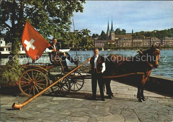 Alphorn Alphornbläser Fahnenschwinger Pferdewag