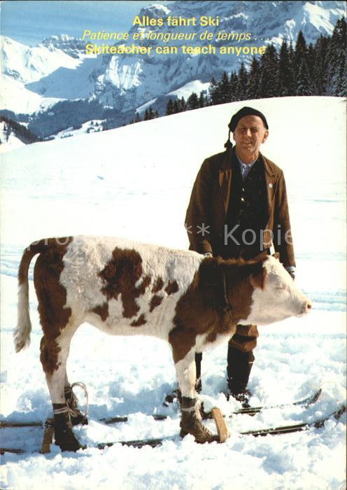 Skifahren Peter von der Aebi Skilehrer für Kälber