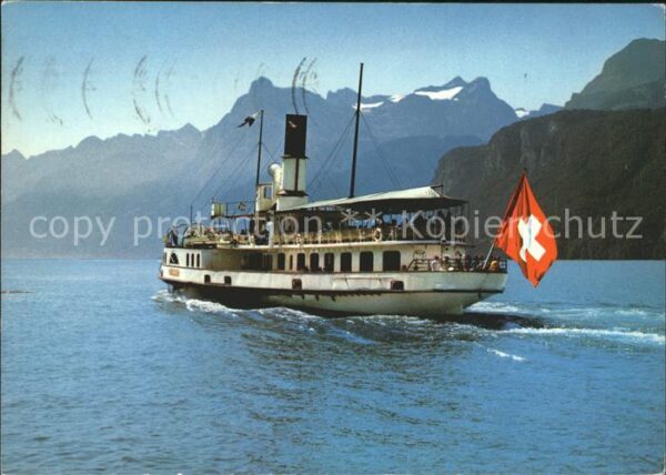 Dampfer Seitenrad Gallia Vierwaldstättersee Urnersee Gits