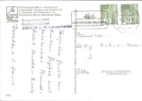 Seilbahn Rothorngipfel Lenzerheide Heidsee Valbe – Bild 2