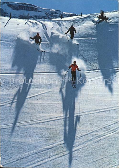 Ski-Abfahrt Skifahrer Neuschnee