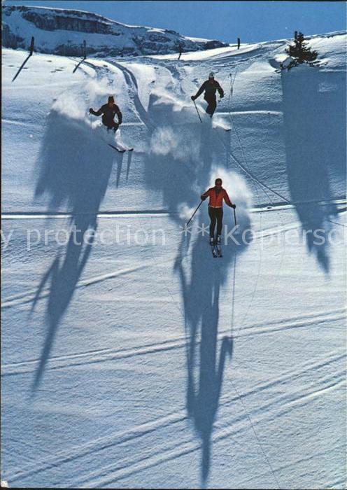 Skifahren Skifahrer Neuschnee Leukerbad