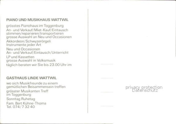 Akkordeon Piano Musikhaus Wattwil Gasthaus Linde – Bild 2