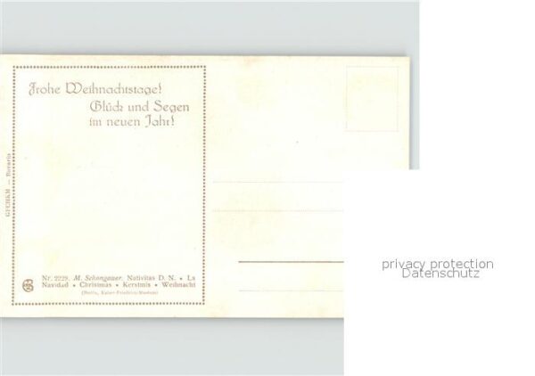 Kuenstlerkarte M. Schongauer Nativitas Weihnachten Nr. – Bild 2