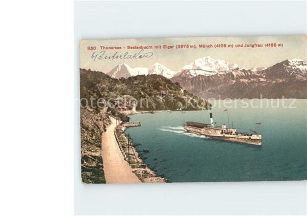 Dampfer Seitenrad Thunersee Beatenbucht Eiger Mönch Jungf