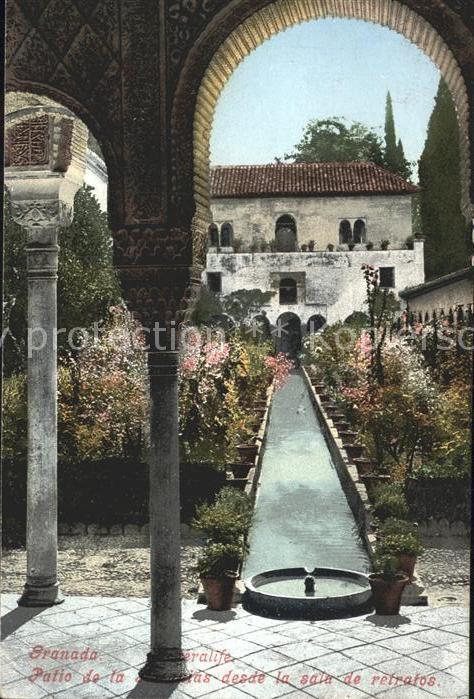 Granada Andalucia Patio de la acequias desde la sala de r