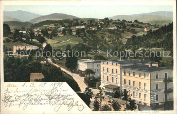 Hain Riesengebirge Panorama mit Hotel zur Kippe