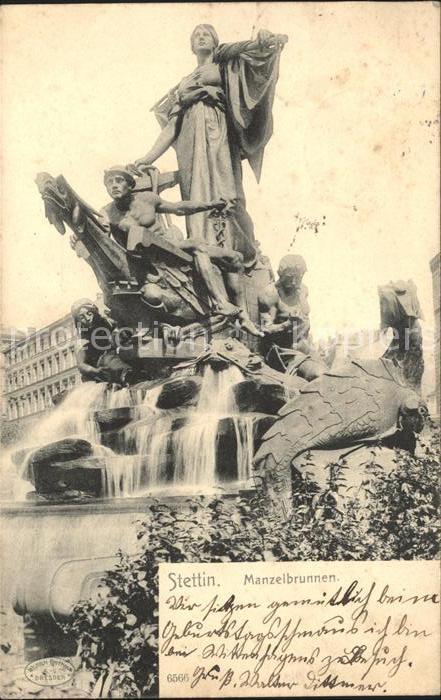 Stettin Szczecin Pommern Manzelbrunnen Skulptur