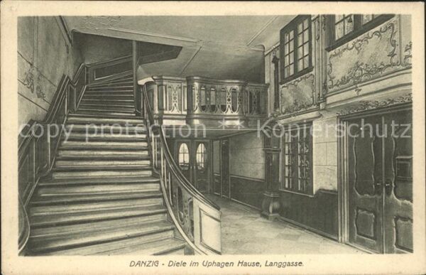 Danzig Westpreussen Diele im Uphagen Hause Langgasse Treppe