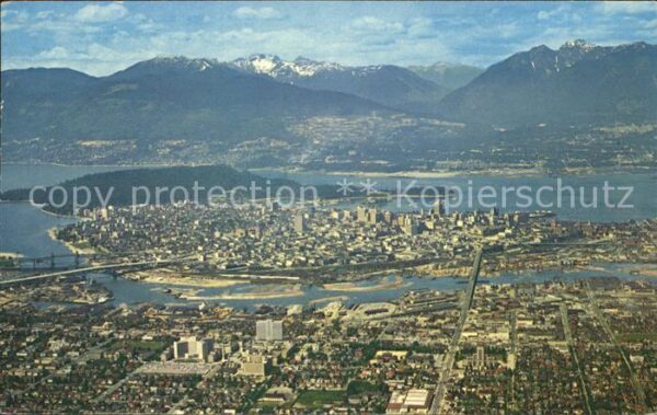 Vancouver British Columbia Aerial view of Downtown Harbour