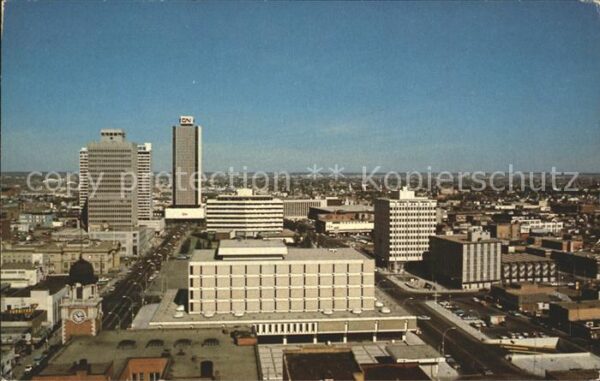 Edmonton Alberta Aerial view of Downtown Skyscraper