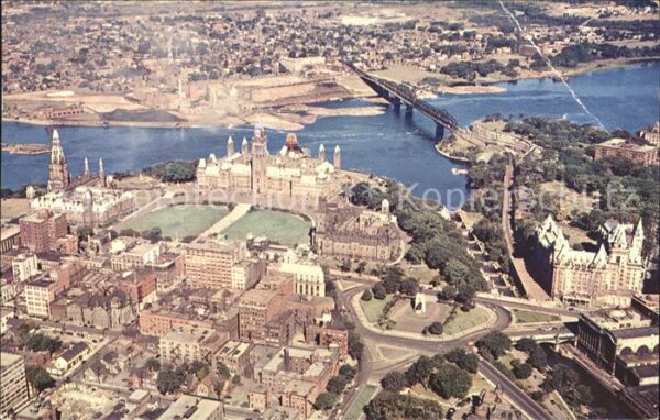 Ottawa Ontario Canadian Houses of Parliament aerial vi