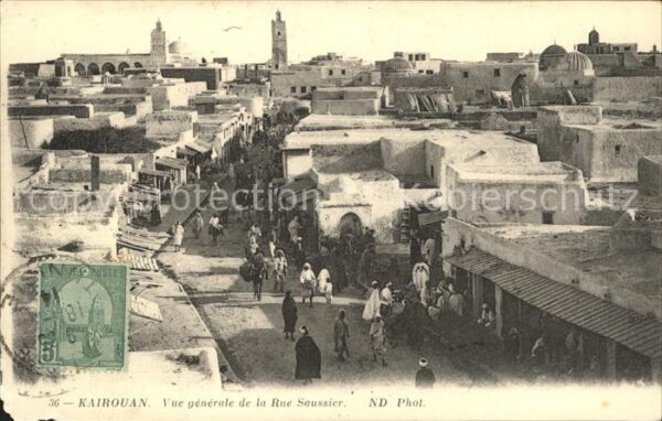 Kairouan Qairawan Vue generale de la Rue Saussier Stempel