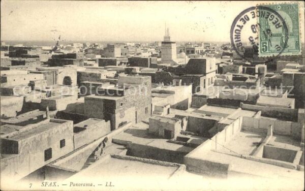 Sfax Tunesie Panorama Stempel auf AK