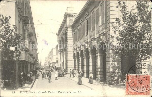 Tunis La Grande Porte et Rue d_Italie Stempel