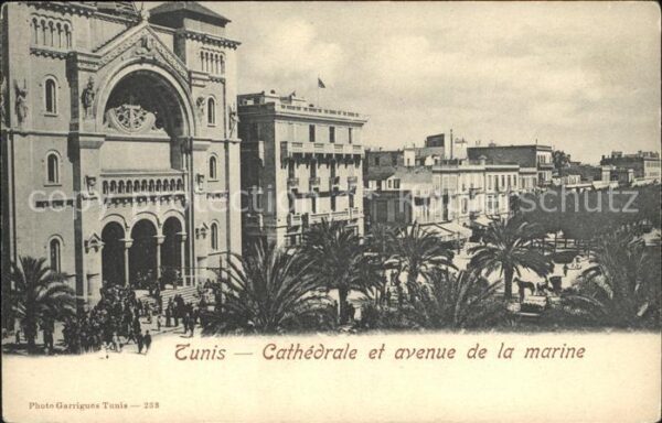 Tunis Cathedrale et Avenue de la marine