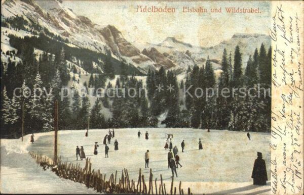 Adelboden Eisbahn mit Wildstrubel
