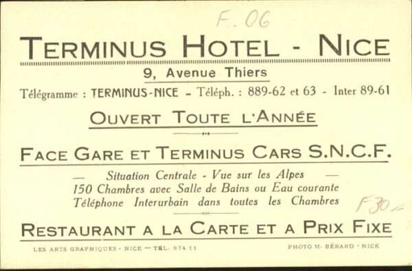 Nice Alpes Maritimes Nice Terminus Hotel Avenue Thiers – Bild 2