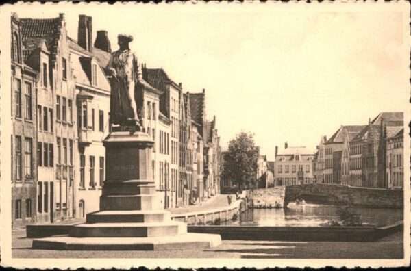 Brugge Standbeeld Jan Van Eyck en Spiegelrei