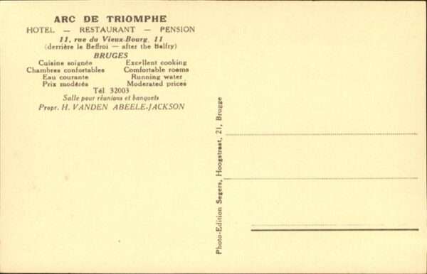 Bruges BRUGGE Belgie Bruges Arc de Triomphe Hotel Restaurant – Bild 2