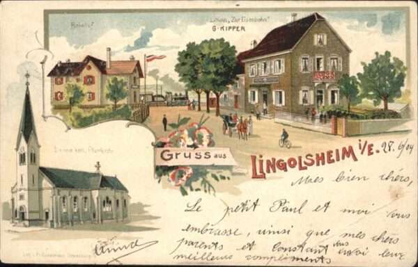 Lingolsheim Bahnhof Gasthaus zur Eisenbahn Kirche