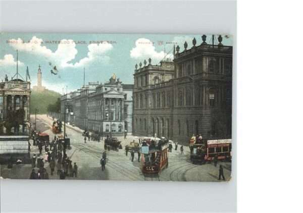 Edinburgh Scotland Waterloo Place Strassenbahn Kutsche