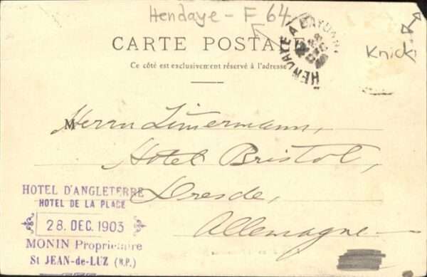 Hendaye Pyrenees Atlantiques Hotel d`Angleterre
Route d`` Irun á Fo – Bild 2