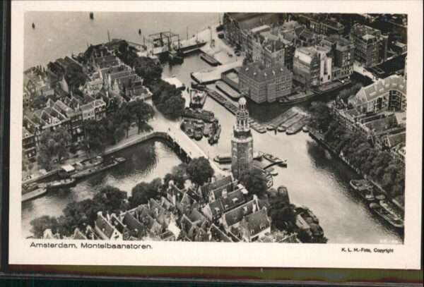 Amsterdam Niederlande Montelbaanstoren Fliegeraufnahme