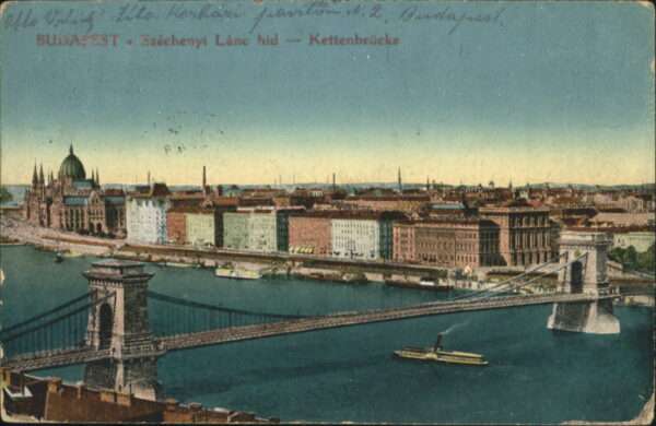 Budapest Kettenbrücke Schiff