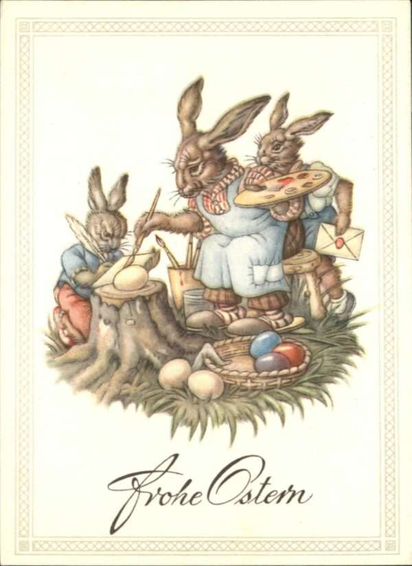 Ostern Easter Paques Hasen vermenschlicht malen