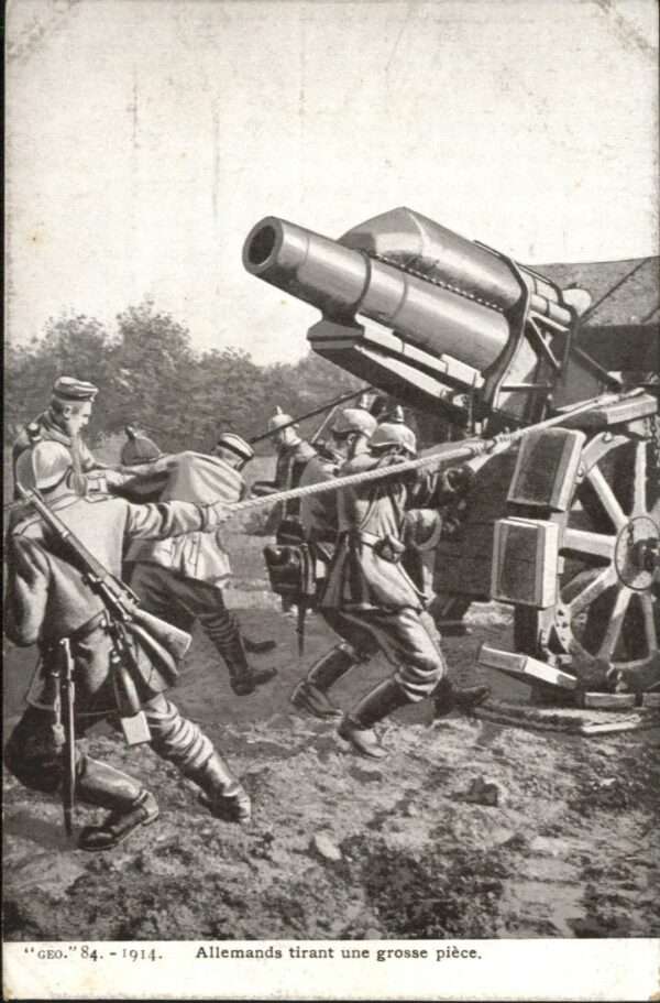 Militaria Geschuetze Allemands tirant une grosse piece Solda