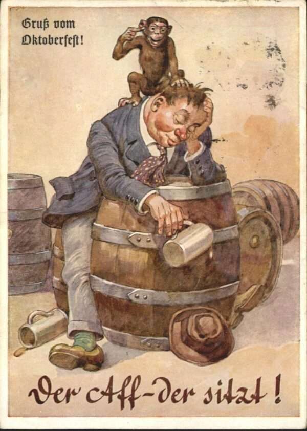 Oktoberfest Bierfass Affe