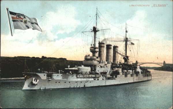 Schiffe Ships Navires Linienschiff Elsass Fahne Schwarz-Weiss