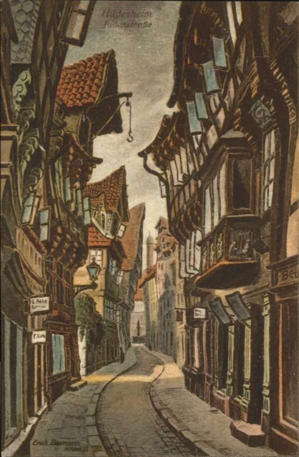 Kuenstlerkarte Erich Baxmann Hildesheim Judenstrasse