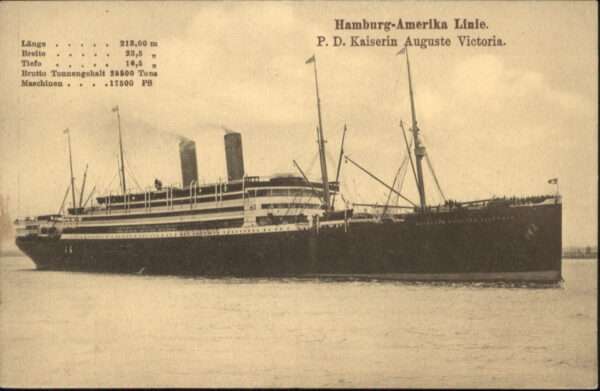 Dampfer Oceanliner Hamburg Amerika Linie PD Kaiserin Augus