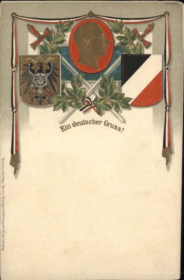 Schwarz Weiss Rot Wappen Wilhelm II Prägedruck