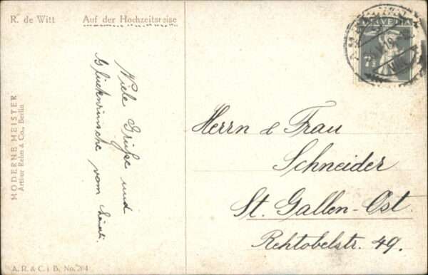 Kuenstlerkarte R. de Witt Hochzeitsreise Poesie – Bild 2
