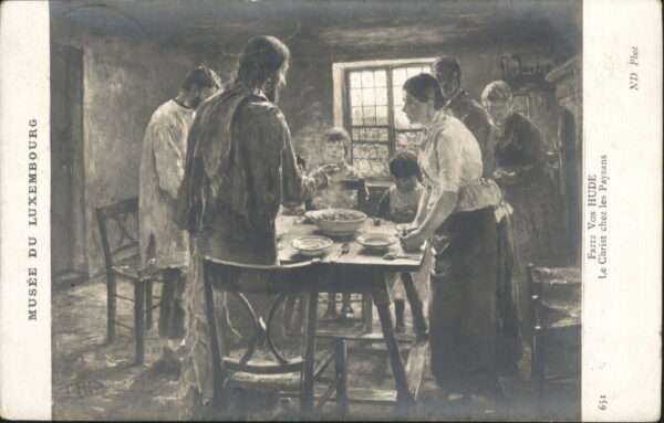 Kuenstlerkarte Fritz von Hude Le Christ chez les Paysa