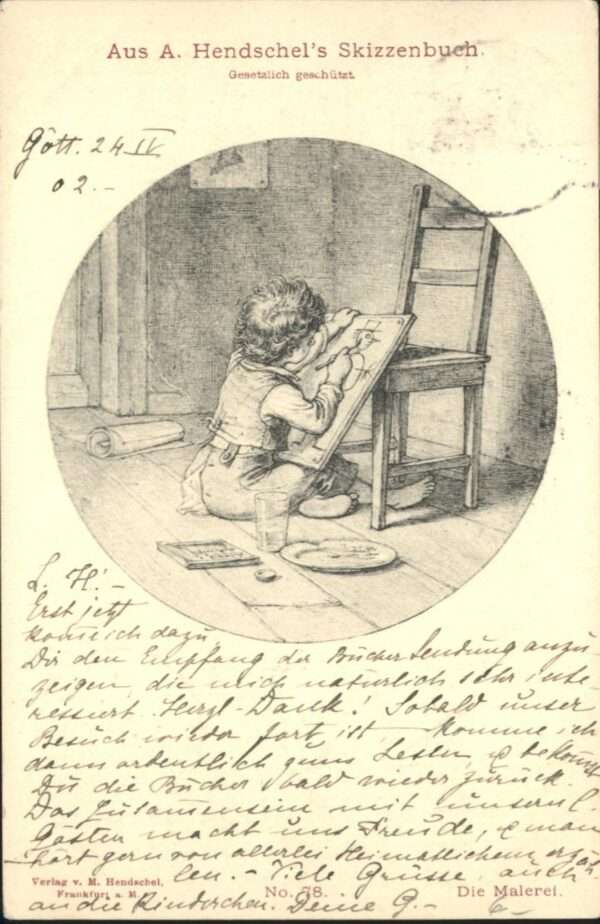 Kuenstlerkarte A. Hendschel Malerei Kind