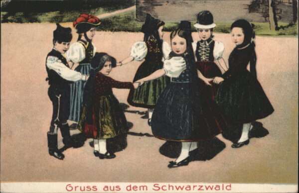 Trachten Schwarzwald Kinder Tanzen Prägedruck
