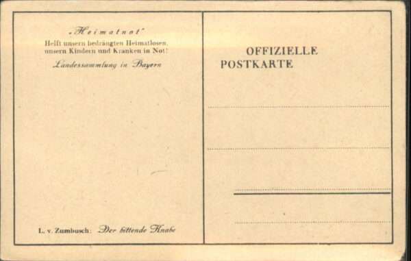 Kuenstlerkarte L. v. Zumbusch Bittender Knabe – Bild 2