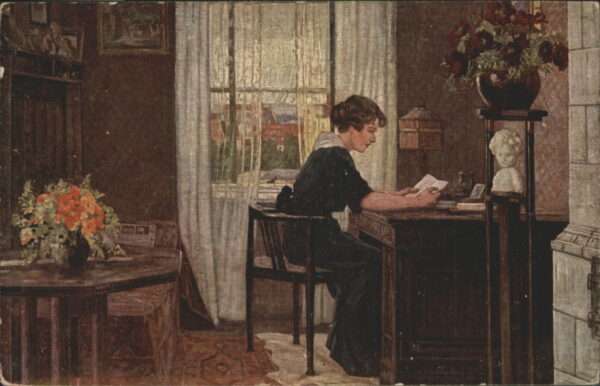 Kuenstlerkarte R. Trenter Schreibtisch
